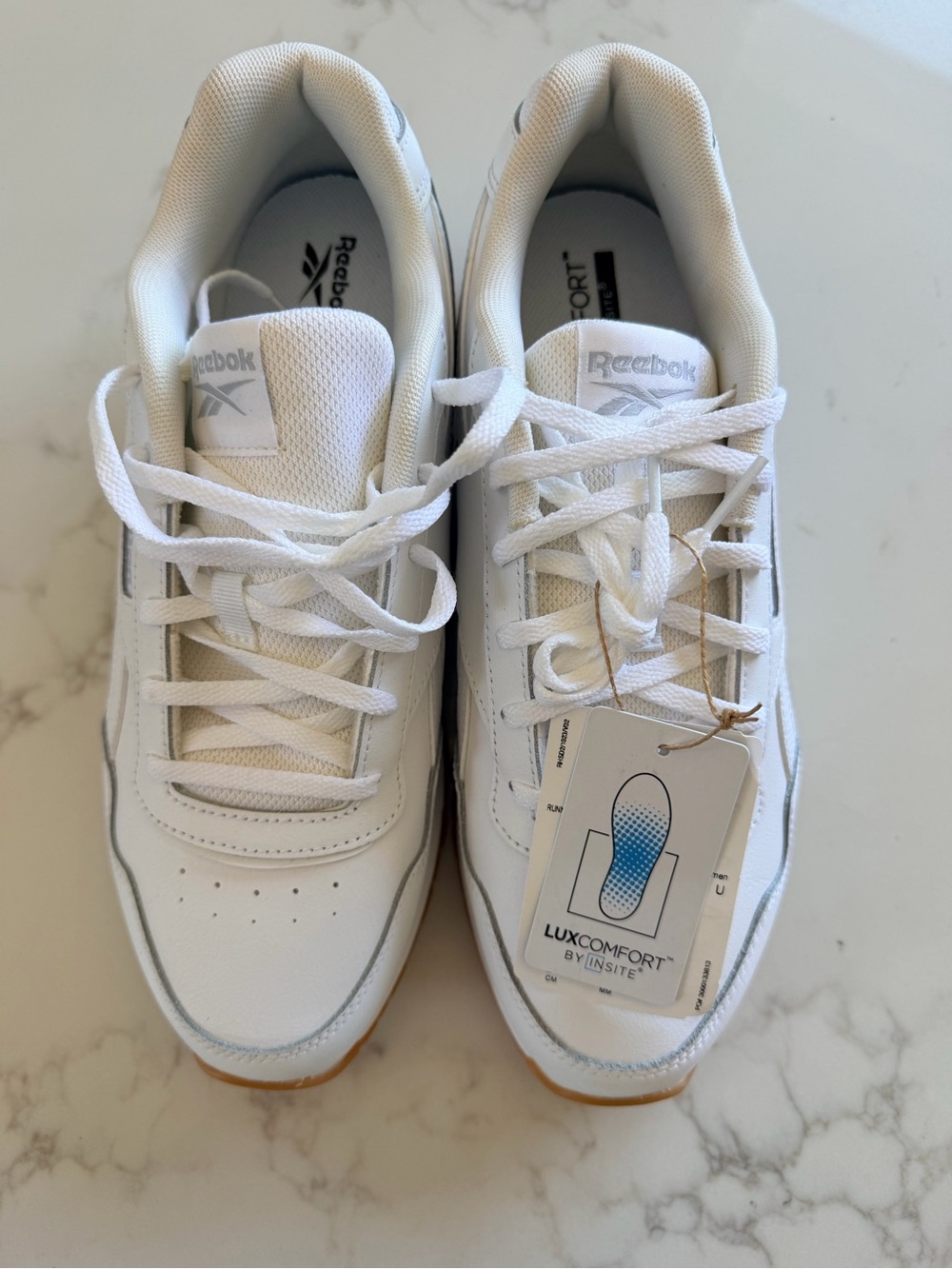 Reebok Men's White Athletic Lace-Up Sneakers with Gum Outsole